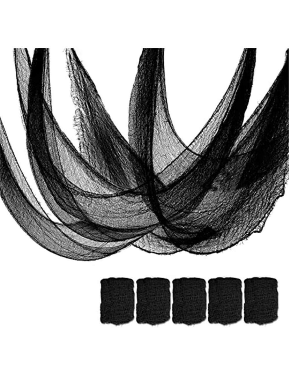 5 Pcs Black Halloween Gauze Creepy Cloth Fabric Tapestry Decor Decorations